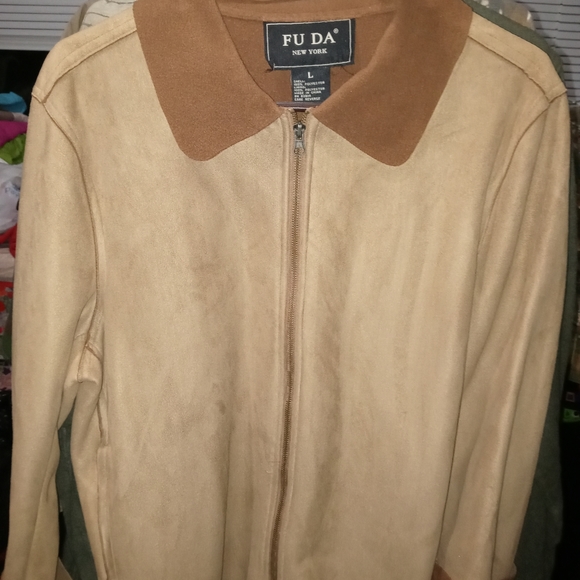 FU  DA jacket/coat large men tan - Picture 1 of 3